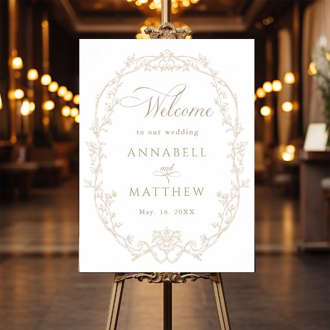 Póster Sand Ornate Floral Frame Wedding Welcome (Subido por el creador)