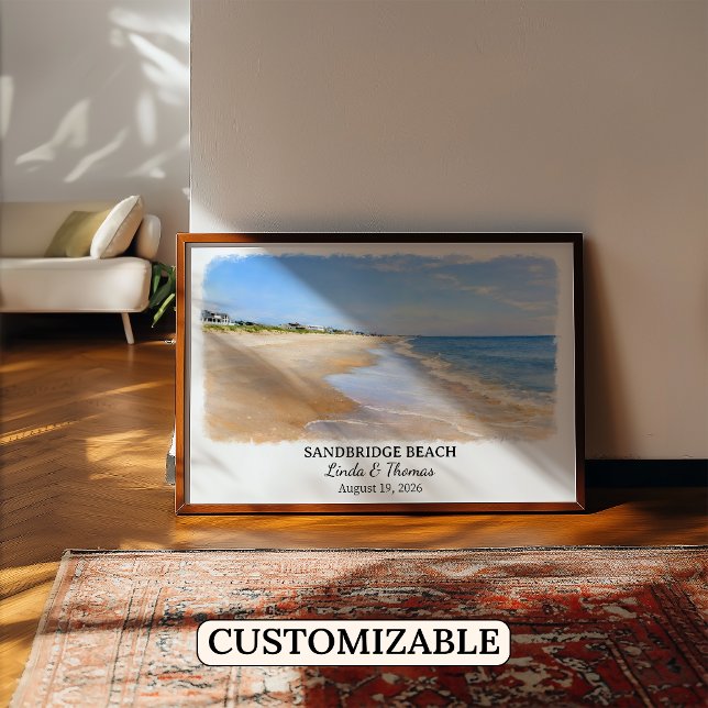 Póster Sandbridge Beach Virginia Poster, Watercolor, Cust (Subido por el creador)
