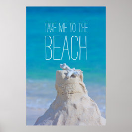 Póster Sandcastle Coral Turquoise Sea Llévame a la playa