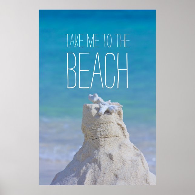 Póster Sandcastle Coral Turquoise Sea Llévame a la playa (Frente)