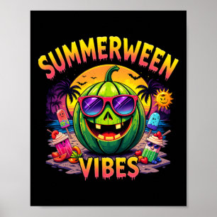 Póster sandía de verano Jack-o-lantern Summerween Vibes