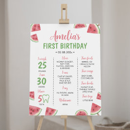 Póster sandía de verano primer Rótulo hito de cumpleaños