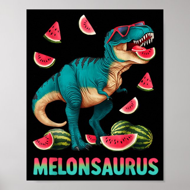 Póster Sandía melonsaurus dinosaurio t rex verano diverti (Frente)