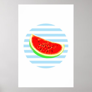 Póster sandía, poster, poster de verano, círculo BLUE