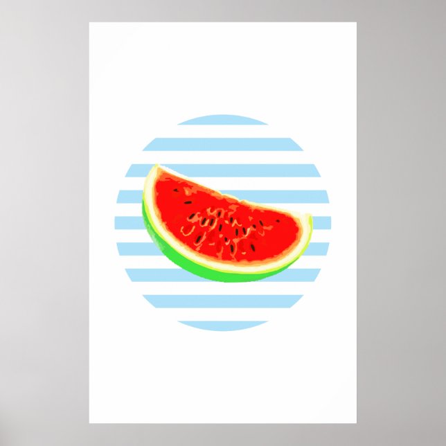 Póster sandía, poster, poster de verano, círculo BLUE (Frente)