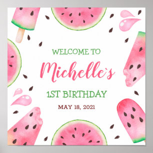 Póster Sandía Uno en un Melón Bienvenida Cumpleaños 1