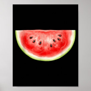 Póster Sandía Verano Acuarela Fruta Rodaja Jugosa