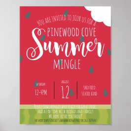 Póster sandía verano mingle barrio fiesta