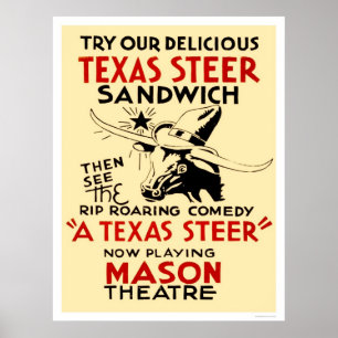 Póster Sandwich de Steer de Texas 1938 WPA