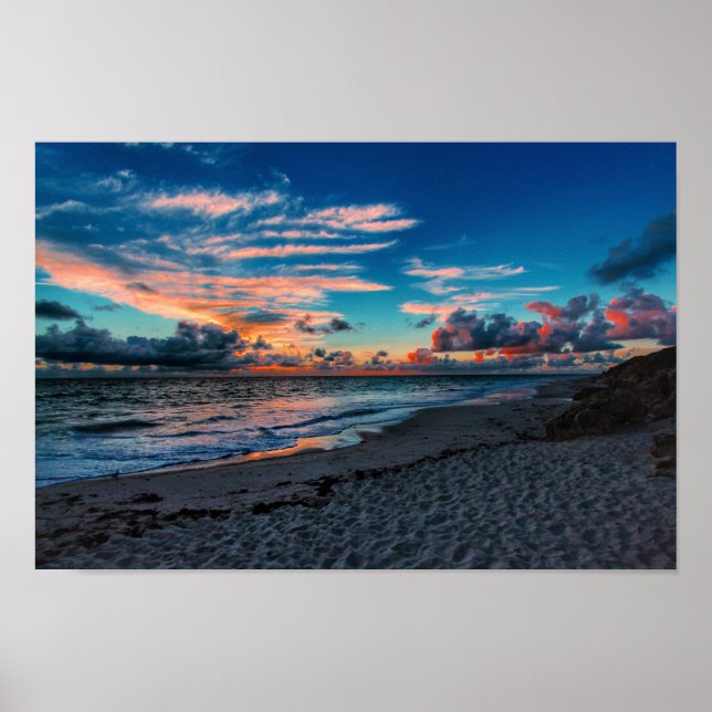 Póster Sandy Beach Tropical Ocean Sunset (Frente)