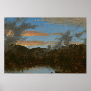 Póster Sanford Robinson Gifford - Mist Rising en Sunset