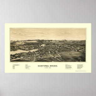 Póster Sanford, YO mapa panorámico - 1889