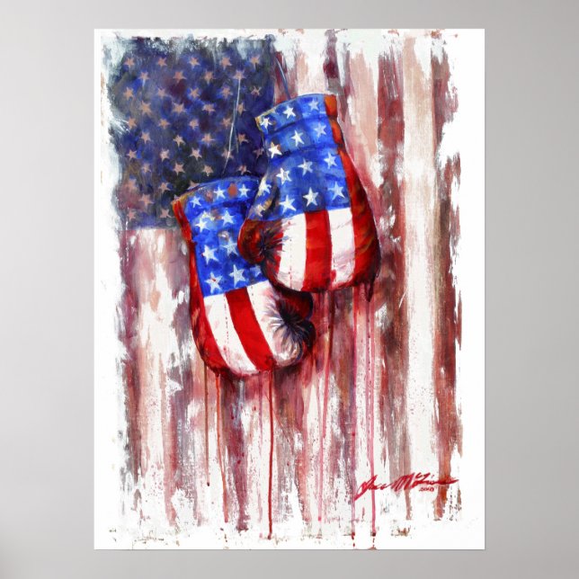Póster Sangre, blanco y azul (tradición de boxeo american (Frente)