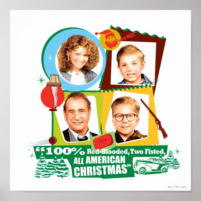 Póster Sangre Roja, Dos Puños, Todos Navidades Americanos (Frente)