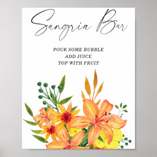 Póster Sangría de bar floral moderna acuarela
