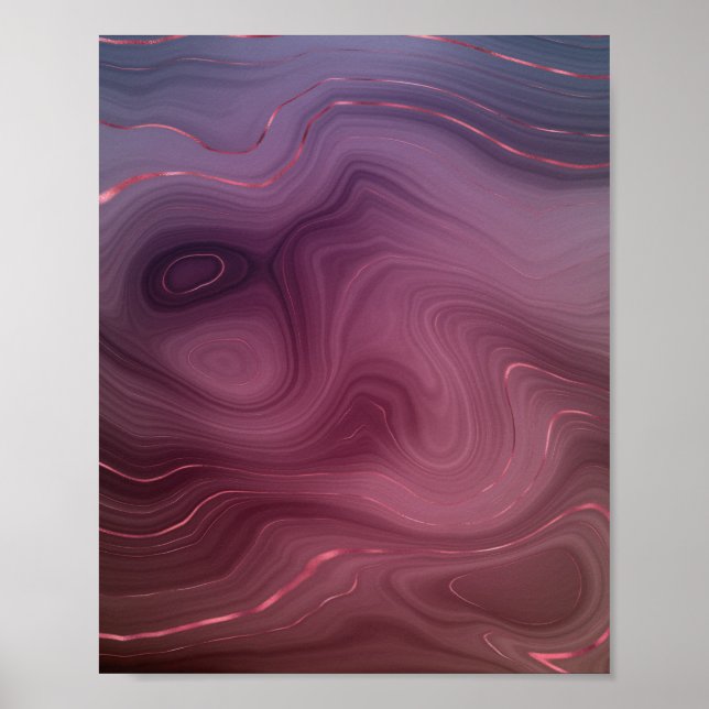 Póster Sangria Strata | Moody Pink y Purple Luxe Agate (Frente)