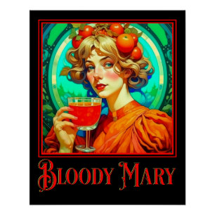 Póster Sangrienta María Art Nouveau