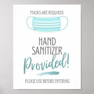 Póster Sanitizador manual suministrado, se requieren másc