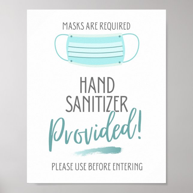 Póster Sanitizador manual suministrado, se requieren másc (Frente)