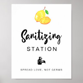 Póster Sanitization Station Lemon Boda Bridal Shower