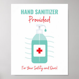 Póster Sanitizer de mano proporcionado para su seguridad