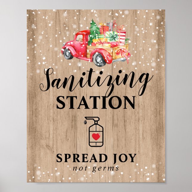 Póster Sanitizer Station Rustic Navidades (Frente)