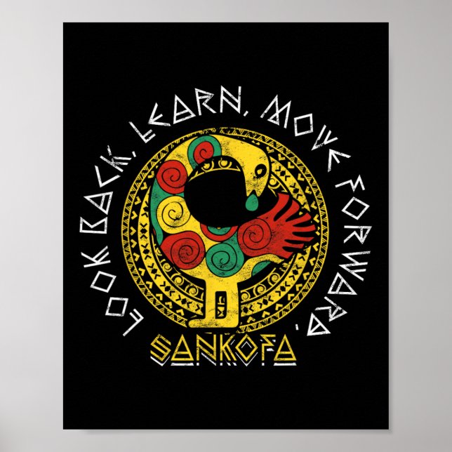 Póster Sankofa Mes de la Historia Negra Adinkra Ghana (Frente)
