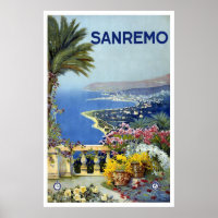 "Sanremo, Italia" Poster de Viajes Vintage