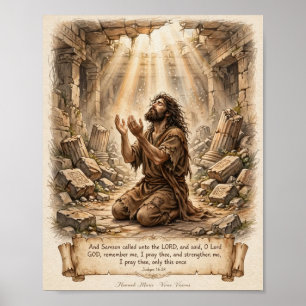 Póster Sansón Orando - Jueces 16:28 - Oh Señor Acuérdate