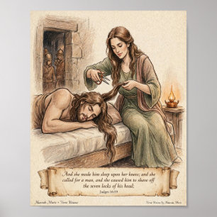 Póster Sansón y Dalila Jueces 16:19 Dibujo a lápiz