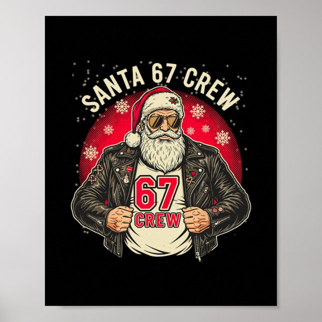 Póster Santa 67 Crew Funny Christmas Leather Jacket Tee  (Frente)