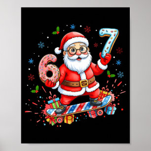 Póster Santa 67 Meme Donut Patineta Feliz Navidad Niño