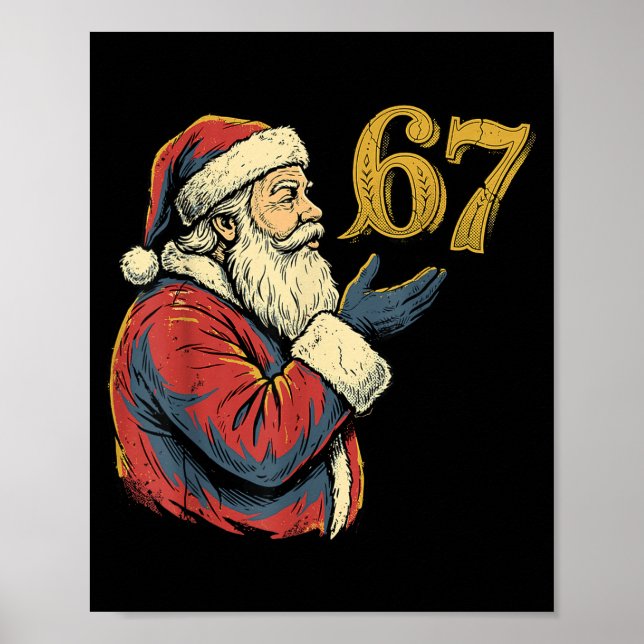 Póster Santa 67 Number Funny Christmas Meme Se  (Frente)