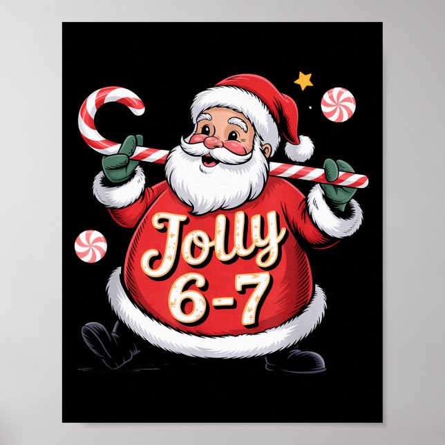Póster Santa 6 7 Six Seven Meme Christmas Women Men Kids  (Frente)