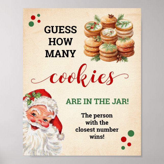 Póster Santa Adivina cuántos Navidades de juegos de cooki (Frente)