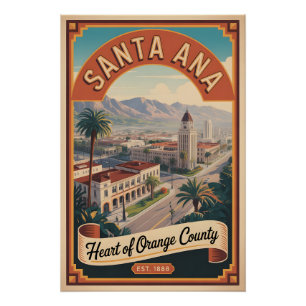 Póster Santa Ana California Vintage Retro Viajes