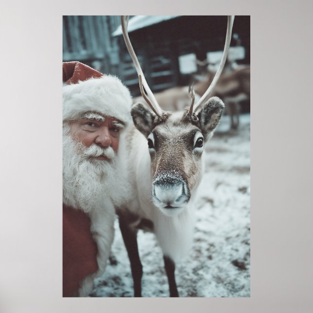 Póster Santa and Reindeer Winter Magic (Frente)