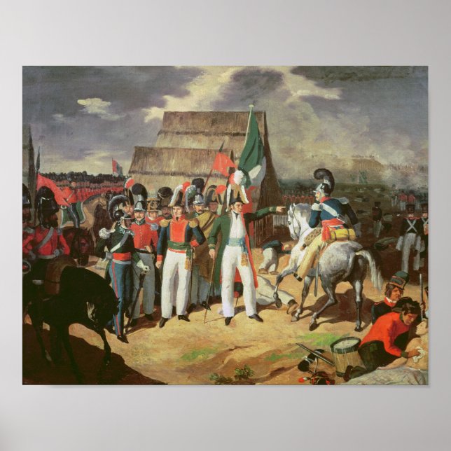 Póster Santa Anna desafía a las tropas españolas (Frente)