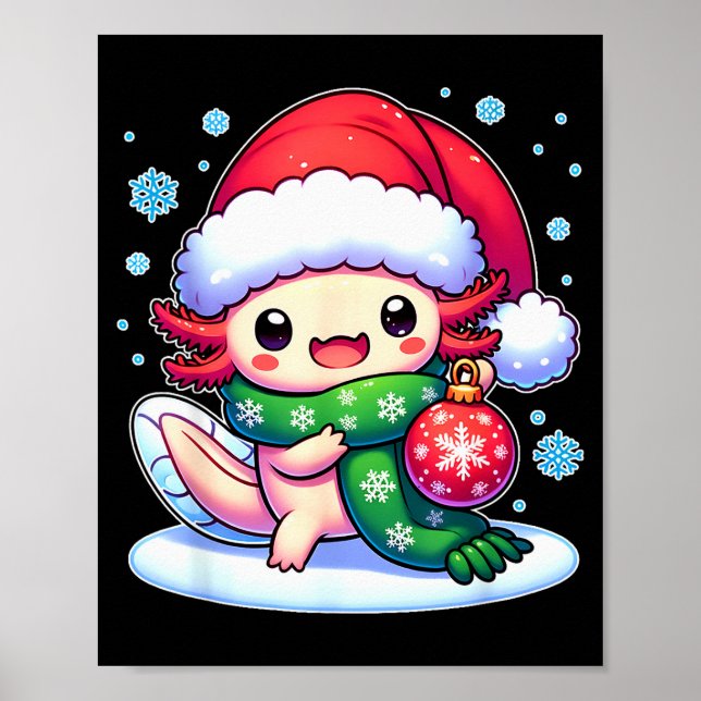 Póster Santa Axolotl Funny Cute Xmas Funny Christmas  (Frente)