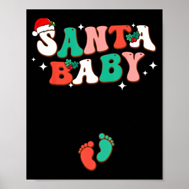 Póster Santa Baby Christmas Pregnancy Announcement Pregna (Frente)