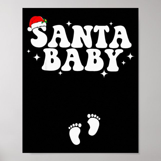 Póster Santa Baby Christmas Pregnancy Announcement Pregna (Frente)