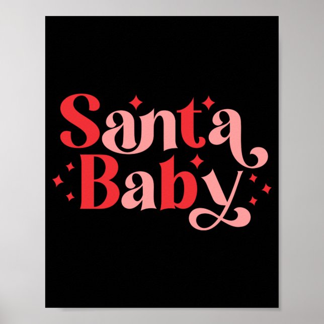 Póster Santa Baby Retro Christmas Tygraphy  (Frente)