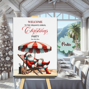 Póster Santa bajo la bienvenida de la fiesta de Navidad d