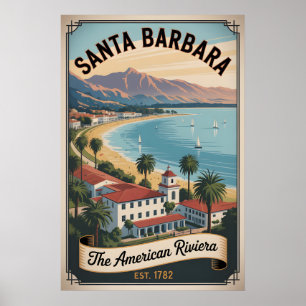 Póster Santa Barbara California Vintage Retro Viajes