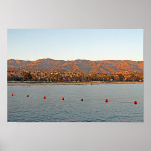 Póster Santa Barbara, montañas de la puesta de sol de Cal