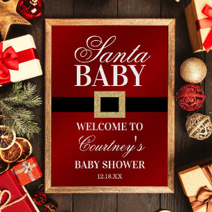 Póster Santa Bebé Bienvenida a Baby Shower de Navidades