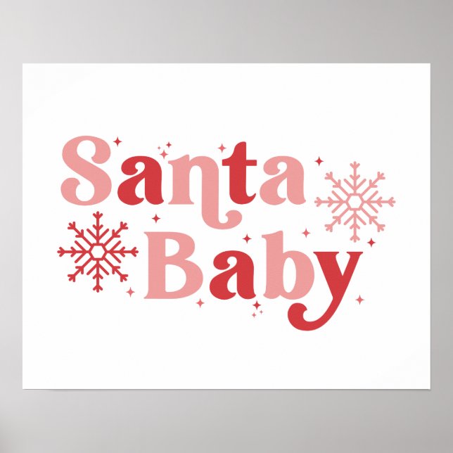 Póster Santa Bebé - Diseño de tipografía de vacaciones di (Frente)