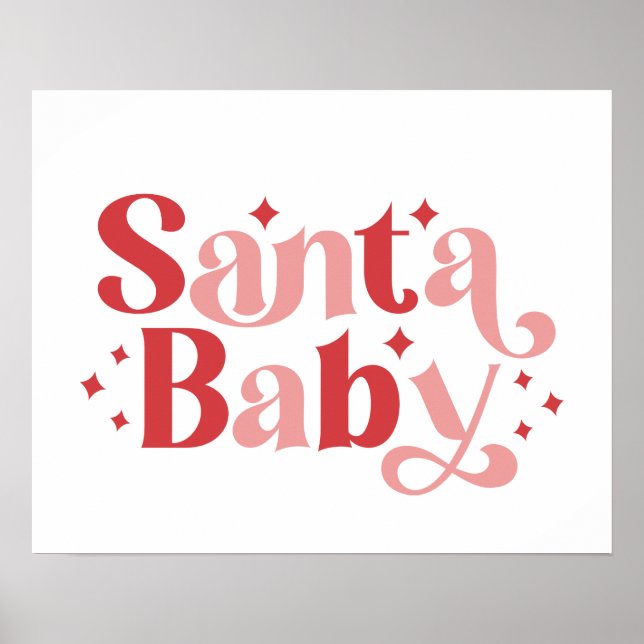 Póster Santa Bebé - Navidades retro Tipografía (Frente)