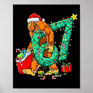 Póster Santa Bigfoot 67 Árbol de Navidad Luces de Navidad