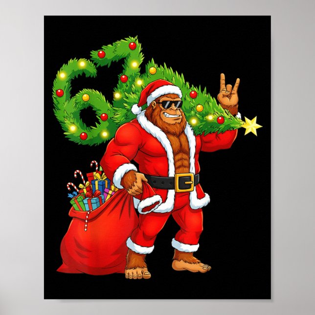 Póster Santa Bigfoot 67 Meme Funny Six Seven Christmas Ho (Frente)